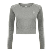 GGLSWT118 Golds Gym Ladies Cropped Sweater - Grey Marl