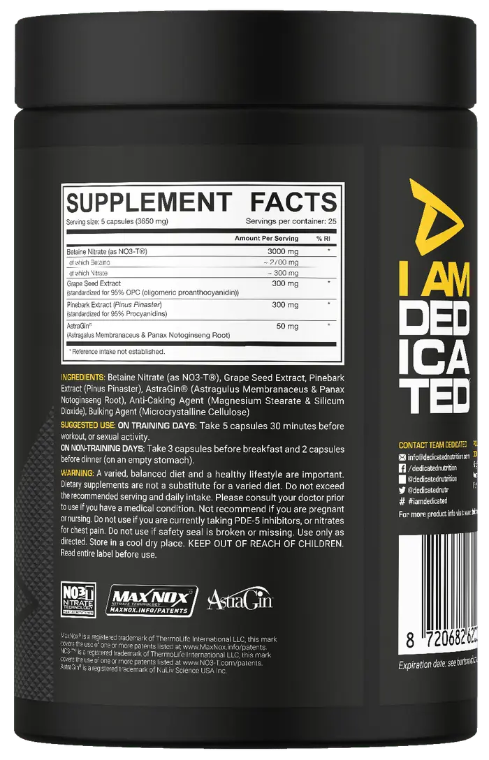 Dedicated Nutrition Vaso-Grow - 125 kapslar