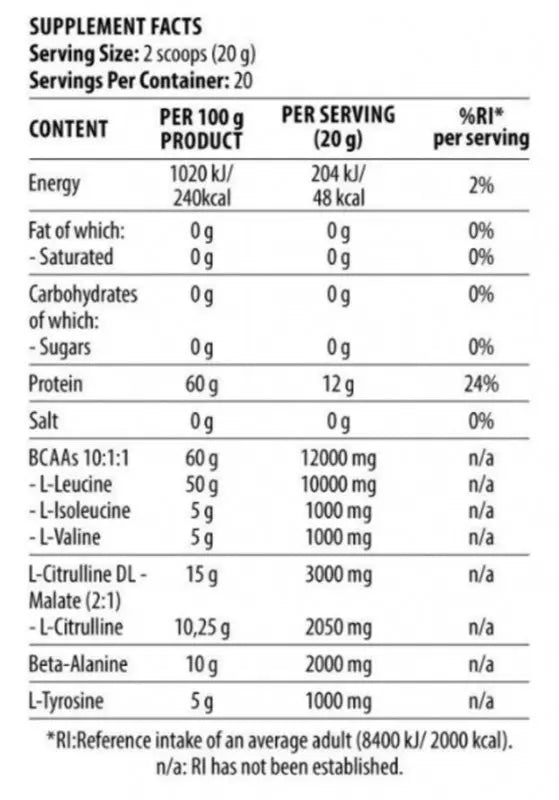 Dorian Yates Nutrition HIT BCAA 10:1:1 - 400 g