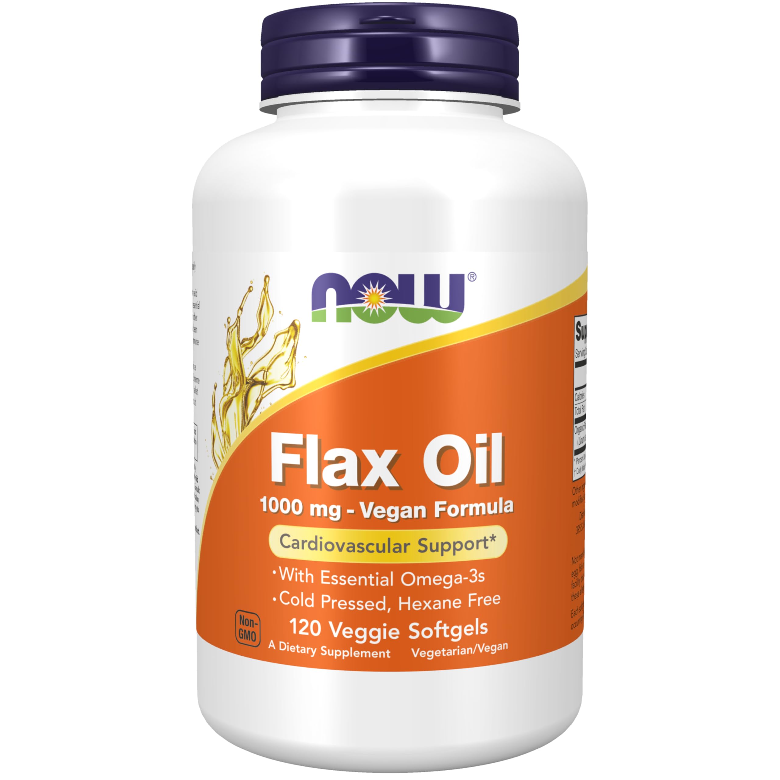 NOW Foods NOW1780 High Lignan Flax Oil Organic - 120 softgels