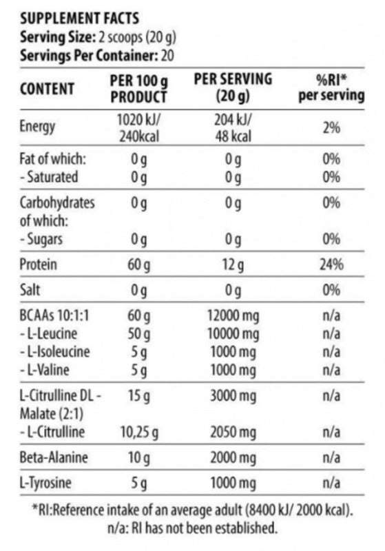 Dorian Yates Nutrition HIT BCAA 10:1:1 - 400 g