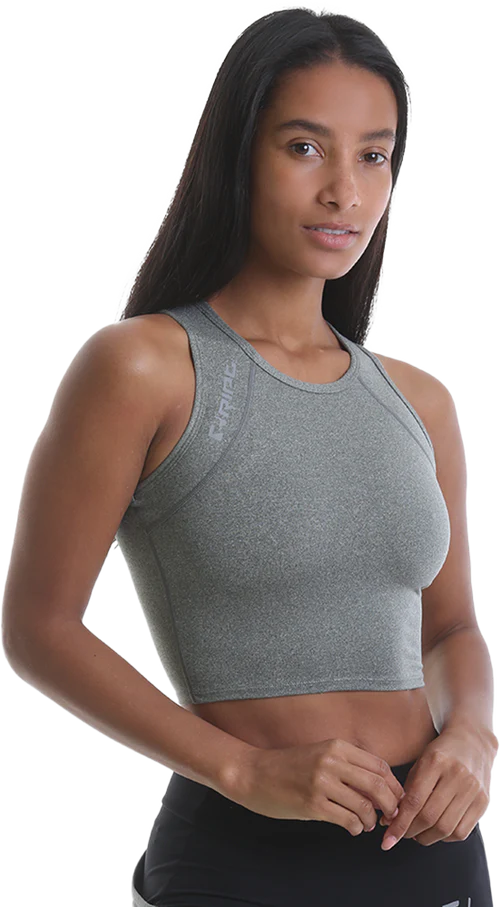 RIPT RCLTOP732 Ladies Crop Top - Grey Marl