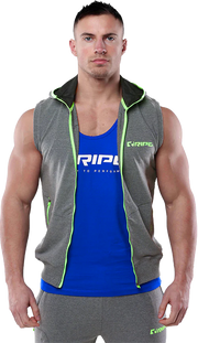RIPT RCSWT704 Mens SL Tech Line Sleeve Hoodie - Grey Marl