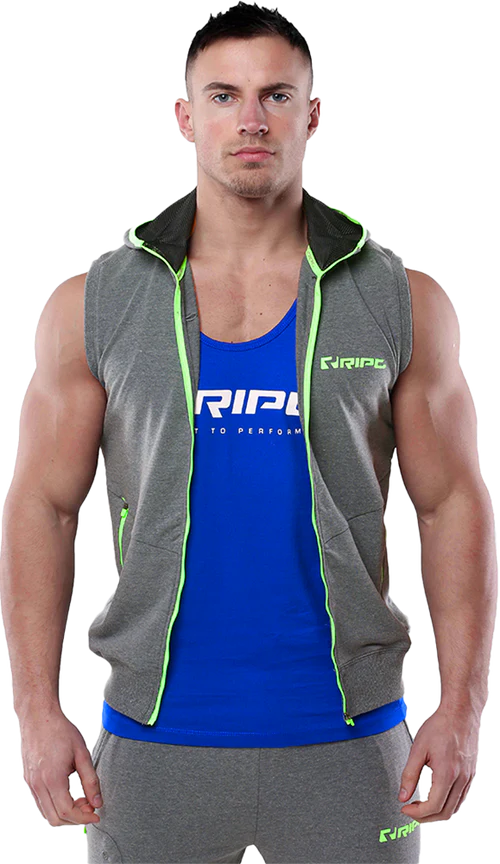 RIPT RCSWT704 Mens SL Tech Line Sleeve Hoodie - Grey Marl