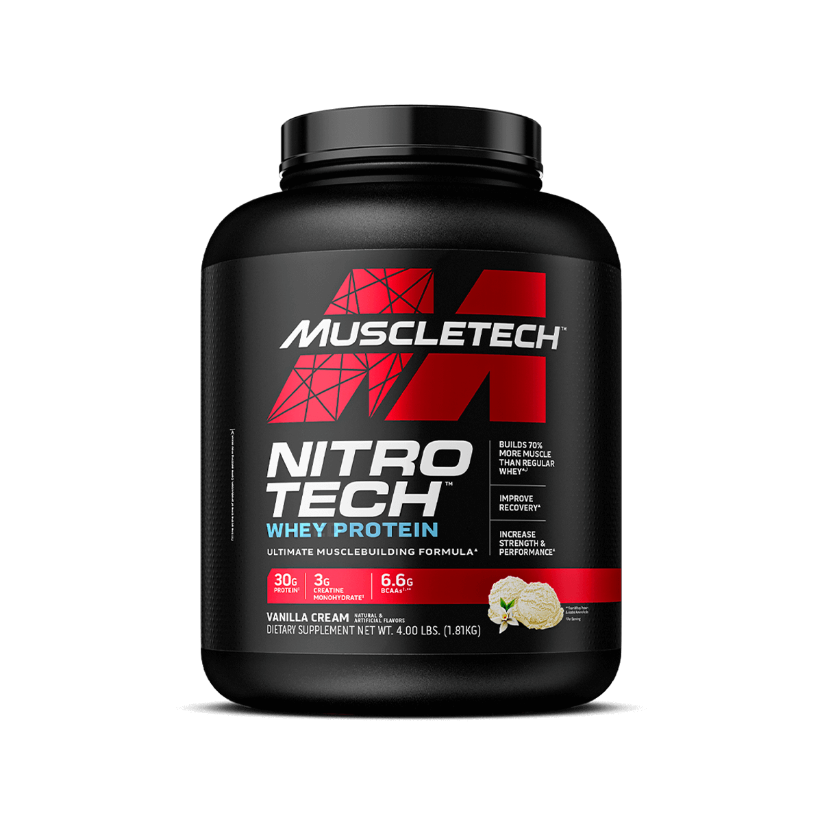 MuscleTech Nitro Tech Whey Protein - 1820 g - Strawberry