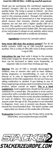 Stacker2 CBD Oil Elite - 3000 mg RAW - 30 ml
