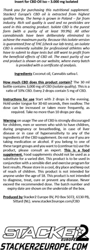 Stacker2 CBD Oil Iso - 3000 mg RAW - 30 ml